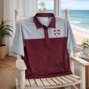 Mississippi State Bulldogs Columbia Golf Polo Mens Size XL Maroon Gray Shirt
